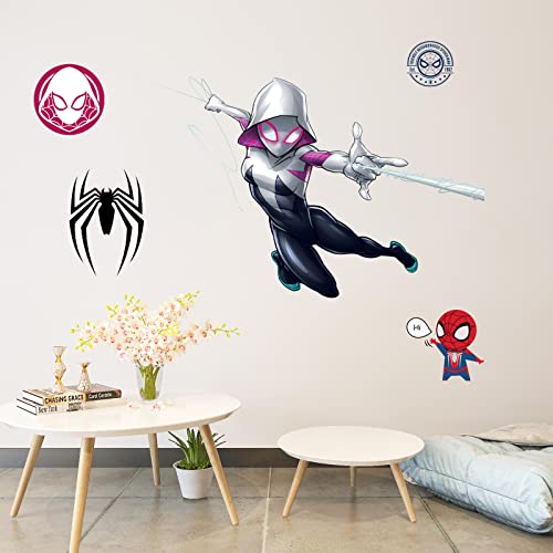 Spider-Gwen Assemble Wall Decal Self-Adhesive Marvel Comics Wall Stickers 3D Vinyl Diy Assemble Wall Decals For Home Playroom Nursery Kids Room Home Wall Decor(15.7 X 23.6 In) #TOP4