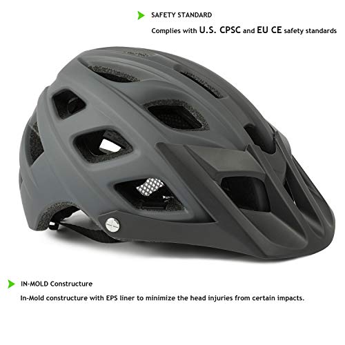 Image of Exclusky Mountain Bike Helmet, MTB Helmet Adult Lightweight Breathable Mens Bike Helmet Cycling Mountain & Road Bicycle Helmets for Men Women(gray)
