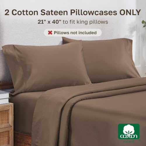 Image of California Design Den 800 Thread Count 2-Pack King Pillow Cases, Mocha