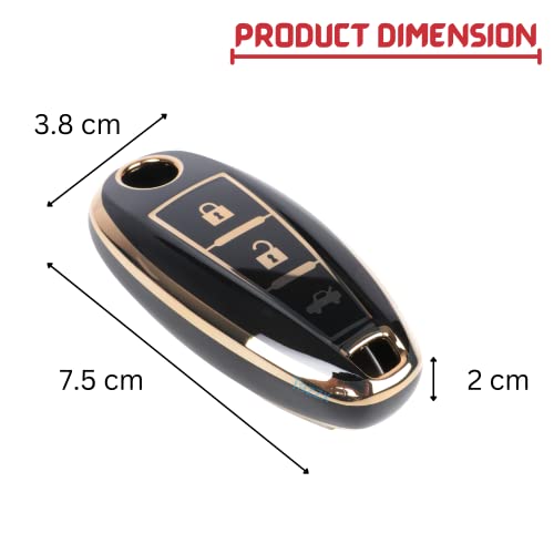 Image of TPU Key Cover Compatible with Maruti Suzuki Baleno, Vitara Breeza, S Cross, Ciaz, Swift, Ignis, 3 Button Smart Key Cover (Black)