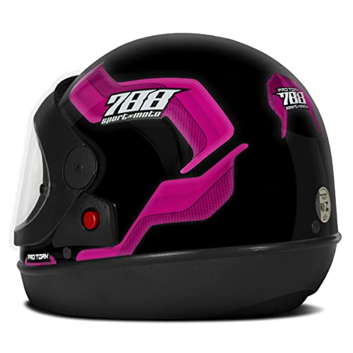 Capacete Moto Pro Tork Semiautomático Preto E Rosa 788 58