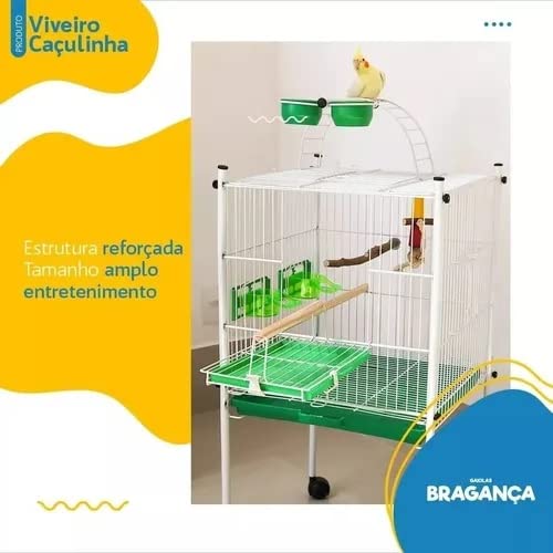 Viveiro Caçulinha Completo para Calopsita e Pássaros Semelhantes Ouro Velho com Vermelho