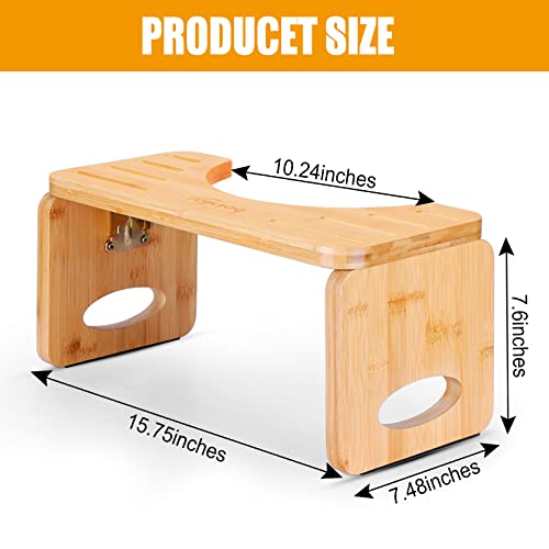 Toilet Stool, Foldable Toilet Stool Squat Adult For Bathroom, Bamboo Poop Stool For Adult, Beinilai 8 Inches Squatting Bathroom Potty Stool With 2 Packs Anti-Slip Strip（Natural Color） #TOP2