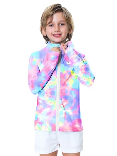 Image of AOBUTE Unisex Kids Zipper Rash Guard Boys UPF 50+ UV Protection Sun Shirt with Thumb Hole 3-12 Years