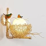 Aeyee Fun Birds Wall Sconce, Contemporary Aluminum Nest Wall Light with Egg Glass Shade, Decorative 1 Light Glass Wall Lamp for Entrance, Bedroom, Hallway