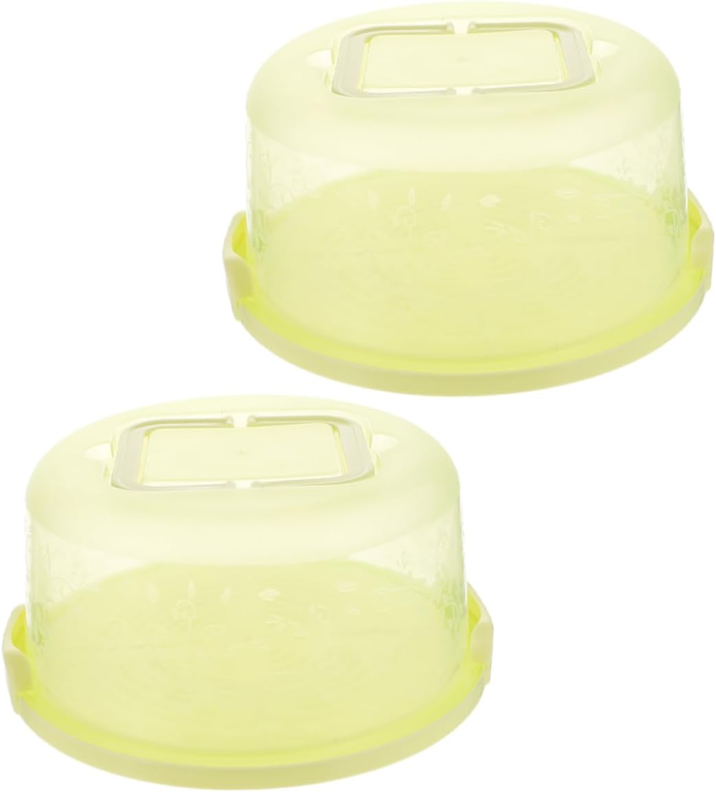 2pcs Portable Cake Storage Box with Handle Lightweight Round Cake Carrier Handy Cupcake Holder Tray for Outdoor Events and Parties