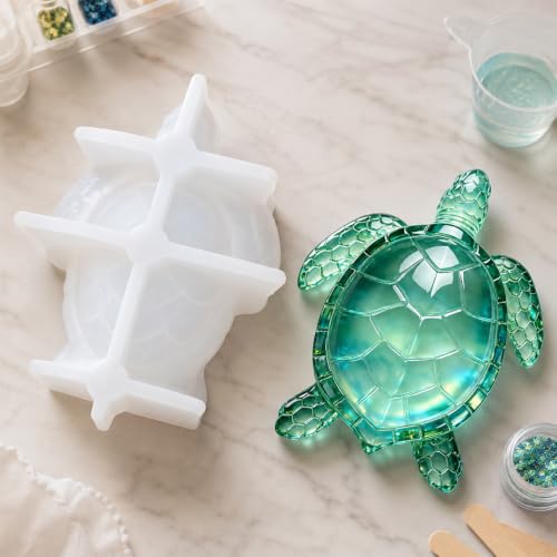SIUPER 3D Hawksbill Sea Turtle Epoxy Resin Molds for Hand Craft Home Decor; Fun Animal Mold for DIY Plaster Ice Taba Squishy Chocolate Soap Candle Ocean Theme Night Lights; Gift for Men Boys Women
