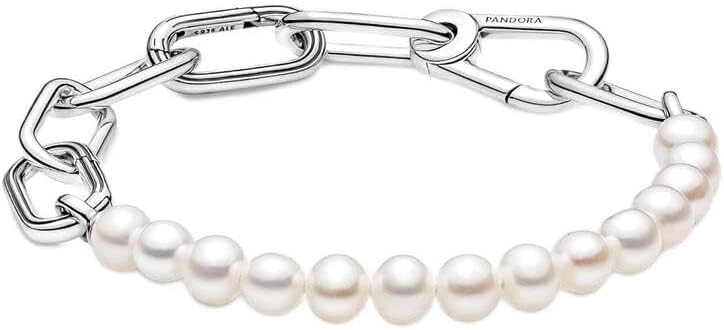 PANDORA ME Treated Freshwater Cultured Pearl Bracelet - Features 2 Connectors - Gift for Her - Sterling Silver with White Treated Freshwater Cultured Pearl - With Gift Box