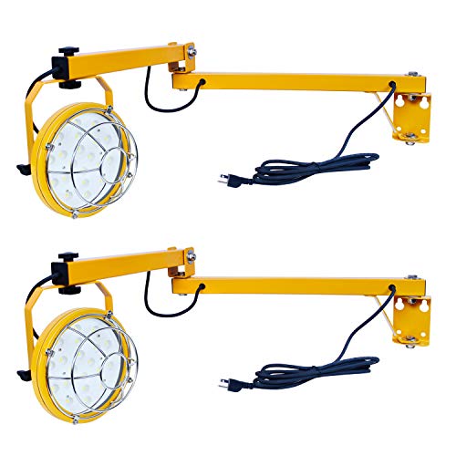 MCWOFI 6600 Lumens LED Loading Dock Lights,Heavy Duty Rotatable Lamp Head,Stainless Steel Guard, Swing Arm,ETL Certification (60 Watts, 2Pack)