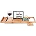 BAKAJI Tavolino Vassoio per Vasca Bagno Estensibile con portasapone Regolabile in Legno bambù Supporto per Tablet Bamboo Scomparti Organizer per Il Bagno in Bambu