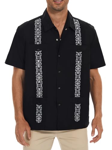Amazon.com: Mens Guayabera Shirts Short Sleeve Casual Snap Shirts