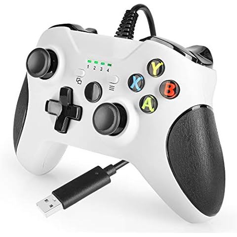 Wired Controller for Xbox One,USB 7.2FT Wired Gamepad Joystick with Dual Vibration Game Cotroller for Xbox One/Xbox One X/Xbox One S/PC/Windows(7,8,10)- White Cover