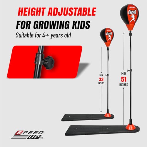 Image of SPEED UP Champ Boxing Punching Stand Set with Punching Gloves & Pump (Age Group 3 to 12 Years, Multicolour)