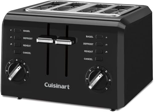 Miniatura 6 de Cuisinart Cafetera, 12 tazas programable de goteo con jarra, acero inoxidable, DCC-3400P1 y CPT-142BK tostadora compacta de plástico de 4 rebanadas,