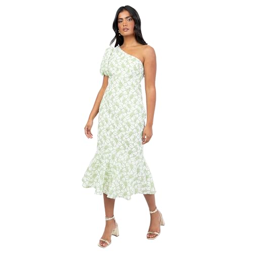 Robe midi florale femme à une épaule asymétrique Maya Deluxe chic pour cérémonie et cocktail