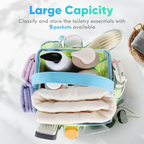 Image of EUDELE Mesh Shower Caddy Portable, 8-Pocket Large Capacity, Quick Dry, Easy Clean, Ideal for Beach, Swimming, Gym, Travel