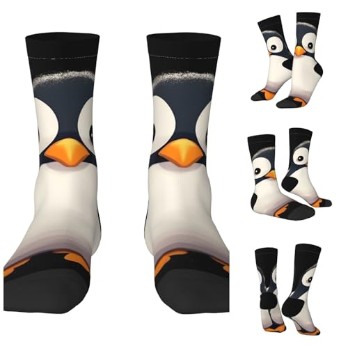 LZQPOEAS Cute Penguins Athletic Socks Unisex Cushioned Crew Socks Hiking Running Calf Sock Soft Above Ankle Sock
