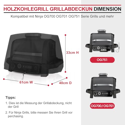 Unicook Grillabdeckung Wetterfest für Ninja Woodfire OG700 Series, Grill Abdeckhaube Wasserdicht für Outdoor Tischgrill URBAN Explore PRO, Klein Abdeckung Abdeckplane Schutzhülle Outdoor Küche