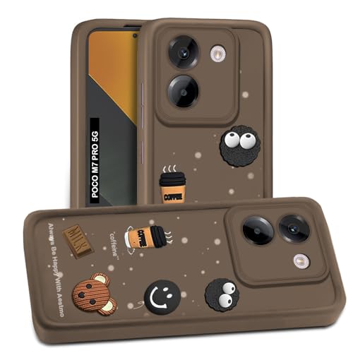 Image of AESTMO Back Case Cover for Poco M7 Pro 5G | Cute Fun Cartoon 3D Ball | Coffee Silicone Case | Full Body Protection | Camera Protection Back Cover for Poco M7 Pro 5G (Brown)