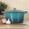 Crock-Pot Artisan 7-Quart Round Dutch Oven – Teal Ombre, Enameled Cast Iron Oven Safe Cookware #1