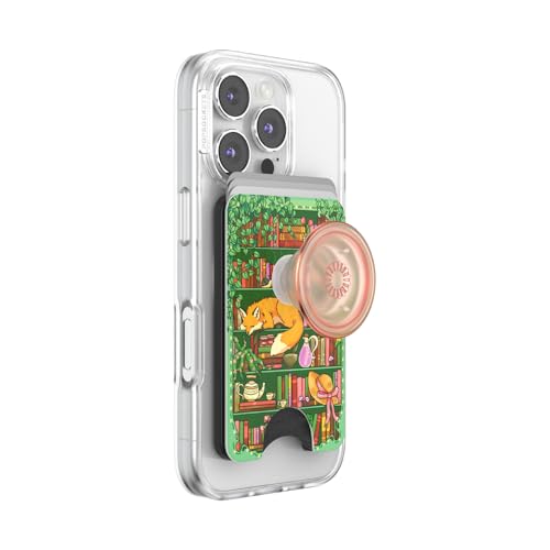 Image of PopSockets Phone Wallet for MagSafe, Phone Card Holder with Grip, Bookish - Stored Shelves