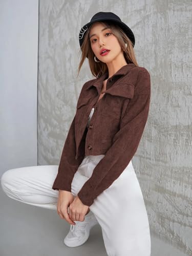 Image of SMOWKLY Womens Casual Cropped Full Sleeve Button Down Korean Style Jacket