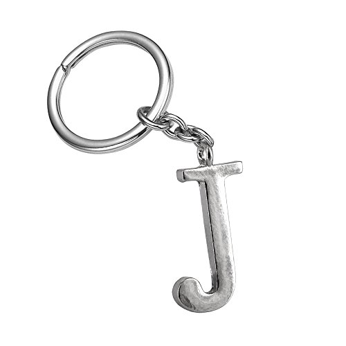 Monnel Z531_B Silver Adorable Alphabet Initial Letter J Keychain Key Ring