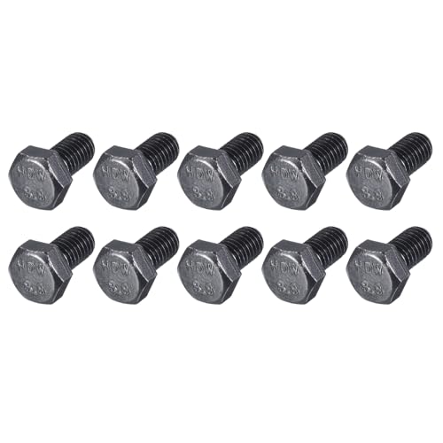 METALLIXITY Hex Bolts (M8-1.25x12mm) 20Pcs, 8.8 Grade Carbon Steel Fully Threaded Black Oxide, Coarse Thread UNC Hex Head Screw Bolt - for Furniture Repair