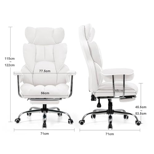 GTPLAYER Gaming Stuhl, Gamer Stuhl, Ergonomischer Bürostuhl mit Fußstütze, Stoffoberfläche, Federsitzkissen, Gaming Chair Gepolstert, Gaming Sessel 150kg Belastbarkeit weiß – Bild 3