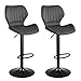 SONGMICS Tabourets de Bar, Lot de 2 chaises Haute, Siège pour Cuisine, avec Structure métal, revêtement Velours, Repose-Pieds, Hauteur réglable, Facile à Assembler, rétro, Gris Foncé LJB070G01
