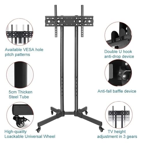 Soporte Móvil para TV con Ruedas, Ajustable en Altura miniatura 2