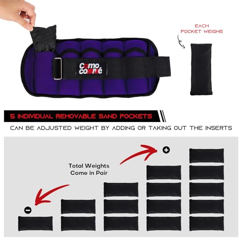 Image of Adjustable Ankle Weights, 2 3 5 lb 1 Pair Strength Training Wrist Leg Arm Weights for Women, Men, Weighted Ankle Weight Set with Removable Sandbags for for Gym, Fitness Workout, Running Lifting