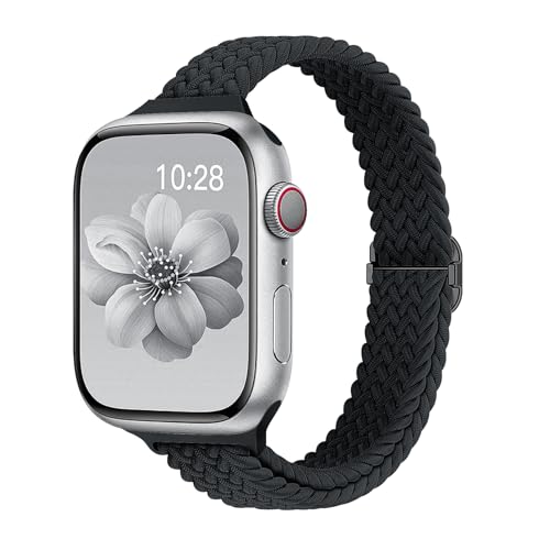 Image of Slim Braided Bands for Apple Watch Band 40mm 41mm 42mm 38mm 46mm 44mm 45mm 49mm Women,Stretchy Solo Loop Nylon Elastic Thin Narrow Skinny Strap for iWatch Ultra 3 SE 3 Series 11 10 9 8 7 6 5 4 3 2 1
