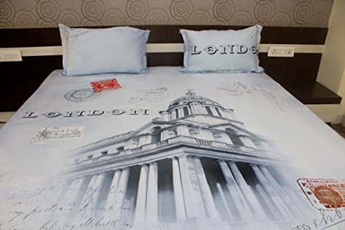 Image of Double Size Bedsheet with 2 Pillow /Takiya Covers Flat Sheet with 2 Pillow Cover - Digital Print 2