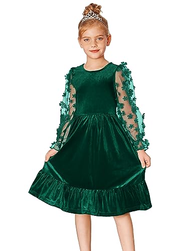 TSSOE Robe Soirée Enfant Fille Dentelle à Strass Asymétrie