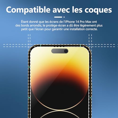 Image of NEW'C 3 Pack Privacy for iPhone 14 Pro Max Screen Protector (6.7 inch), Enhanced 28-Degree Privacy Angle, Ultra Durable 9H Hardness, Bubble-Free