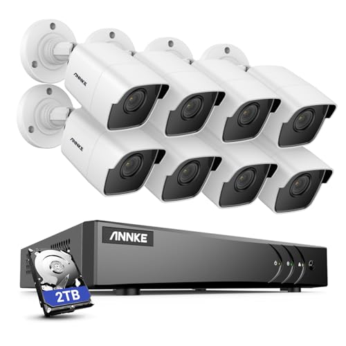ANNKE Security Camera System, 8CH 5MP Lite 5-in-1 Hybrid DVR, 8X 5MP IP67 Weatherproof CCTV Cameras, 100ft Night Vision with 2.8mm Lens for Home Surveillance, Easy Remote Access, 2TB Hard Drive