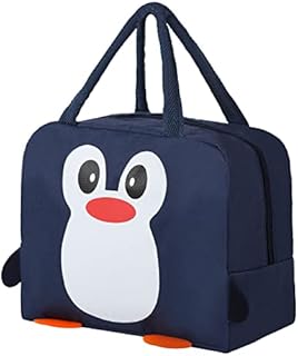 Gukasxi Insulated Lunch Bag, Reusable Cooler Bag, Cartoon Lunch Box Container, Tote Lunch Bag with Zipper, Easy Clean Lunch Box Bag for Women, Men, Student and Kid (Dark Blue)