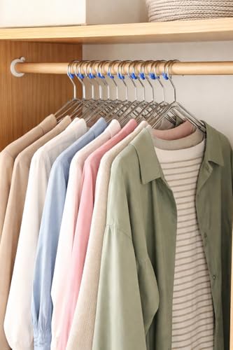 Image of Green Tales Clothes Wire Heavy Duty Stainless Steel Hangers with Non Slip Grooves, Ultra Thin Metal Space Saving Clothing Hanger 16.5 Inch (24)
