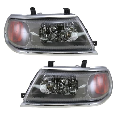 Image of TRQ 2 Piece Headlight Assembly Set Driver & Passenger Side Compatible with 2000-2004 Mitsubishi Montero Sport MI2502121 MI2503121