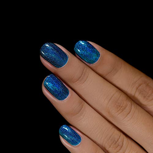 Image of ILNP Isabella - Petrol Blue Holographic Nail Polish, Chip Resistant, Non-Toxic, Vegan, Cruelty Free