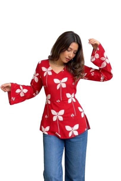 TAAZO Fashion™ Red Printed Long Sleeve Short Kurti for Women and Girl - Review, Price and Buying Guide