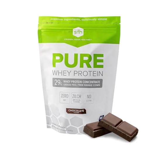 SFH Pure Whey Protein Powder (Chocolate) by SFH | Best Tasting 100% Grass Fed Whey | All Natural | 100% Non-GMO, No Artificials, Soy Free, Gluten Free | (Chocolate, 31.6 Ounce (Pack of 1))