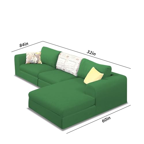Image of Koza RHS 4 Seater L Shape Sofa Set for Living Room (Green Fabric) Premium Fabric Sofa