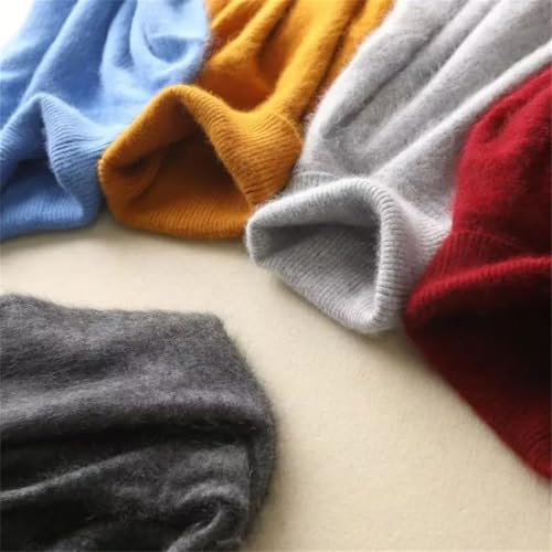 ERFMFKL Men's Solid Turtleneck Thick Sweater Cashmere Blend Loose Long Sleeve Sweater Casual Jumpers4