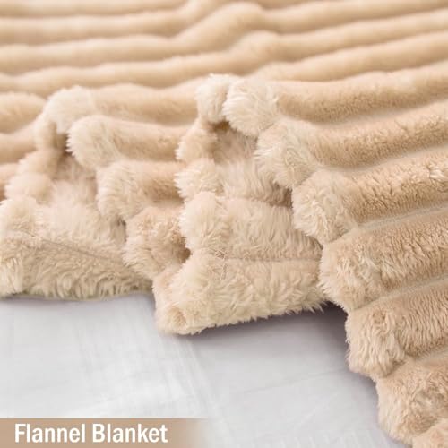 Image of WONJU Ultra Plush Mink Blanket | Soft Warm Fleece Blanket for Double Bed | Luxury Winter Blanket for Bed, Sofa, Couch & Travel | Machine Washable (Cream)