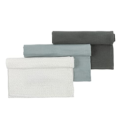 Nattou Set de 3 Langes en Mousseline 65x65 cm pour bébé en coton doux