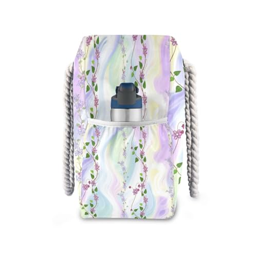 Floral Vine Beach Tote Bag for Women Large Pool Bags Carry On Bag With Wet Compartment for Beach Travel with Pocket Zipper Outdoor Tote Bag3