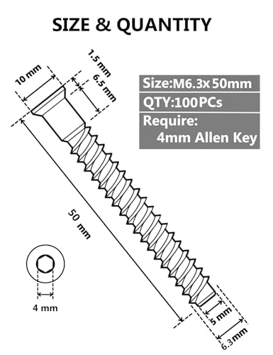 Tornillos confirmat hexagonales M6.3 x 50mm 100 unidades miniatura 4
