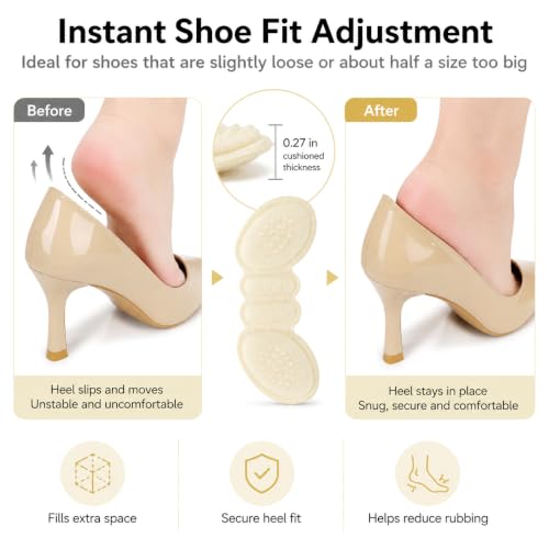 Image of 6 Pairs Heel Pads for Shoes, Heel Inserts for Women, Heel Grips for Womens Shoes, Heel Heel Cushion Inserts to Improved Shoe Fit and Comfort, Prevent Heel Slip and Blister-Pale